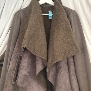 Cupshe Mocha Sherling Coat Shawl NWT